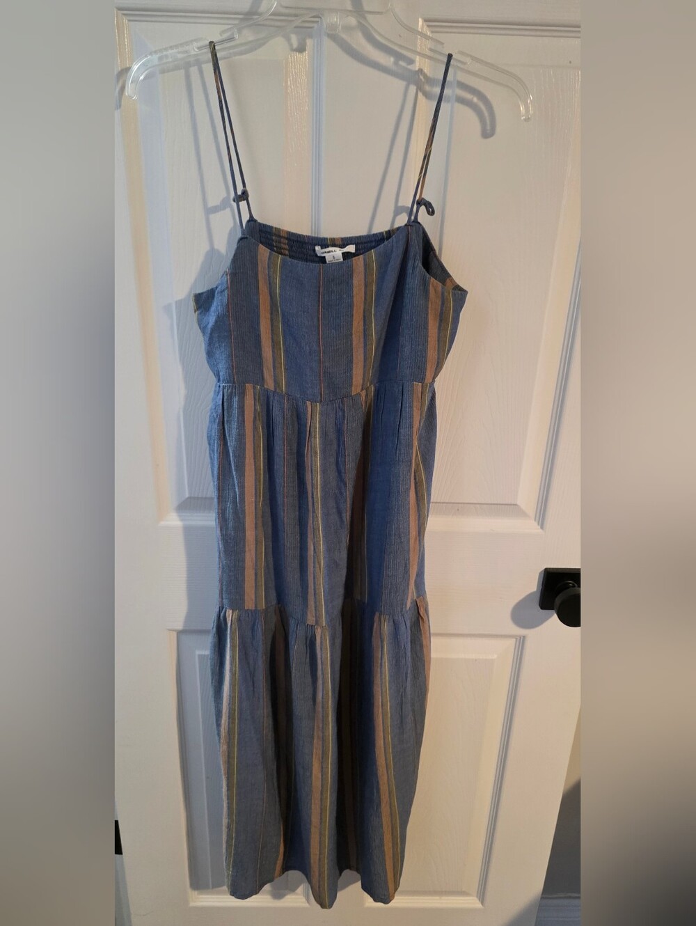 O'Neill Cecily Stripe Tiered Midi Dress Size Small